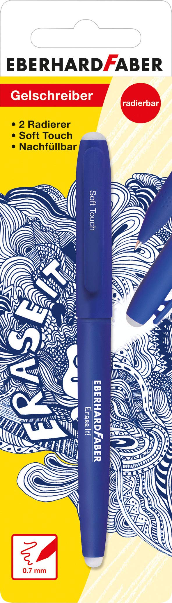 Eberhard Faber 582181 Erasable Gel Pen with Soft Touch Blue Colourful Pack of 1