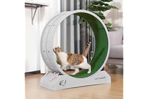 COZIVVOVV 31.5" Large Cat Treadmill, Cat Exercise Wheel with Locking Mechanism Nonslip Carpet Cat Teaser Running Wheel for Indoor Cats Small Animals, Gray
