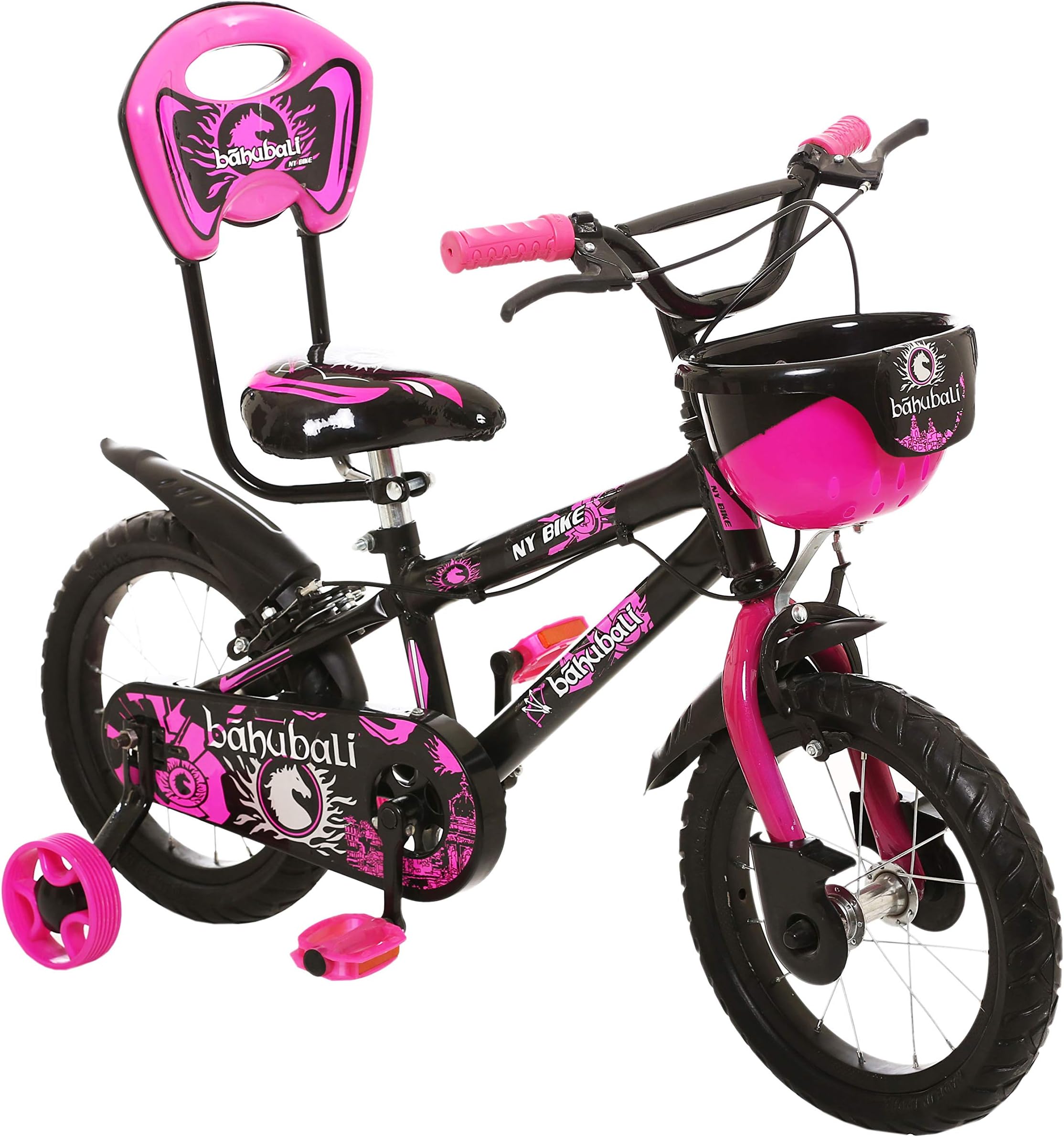 NY Bikes™ Bahubali Kids Bicycle for 3 to 5 Years Age Group, 14 inches (Pink & Matt Black)