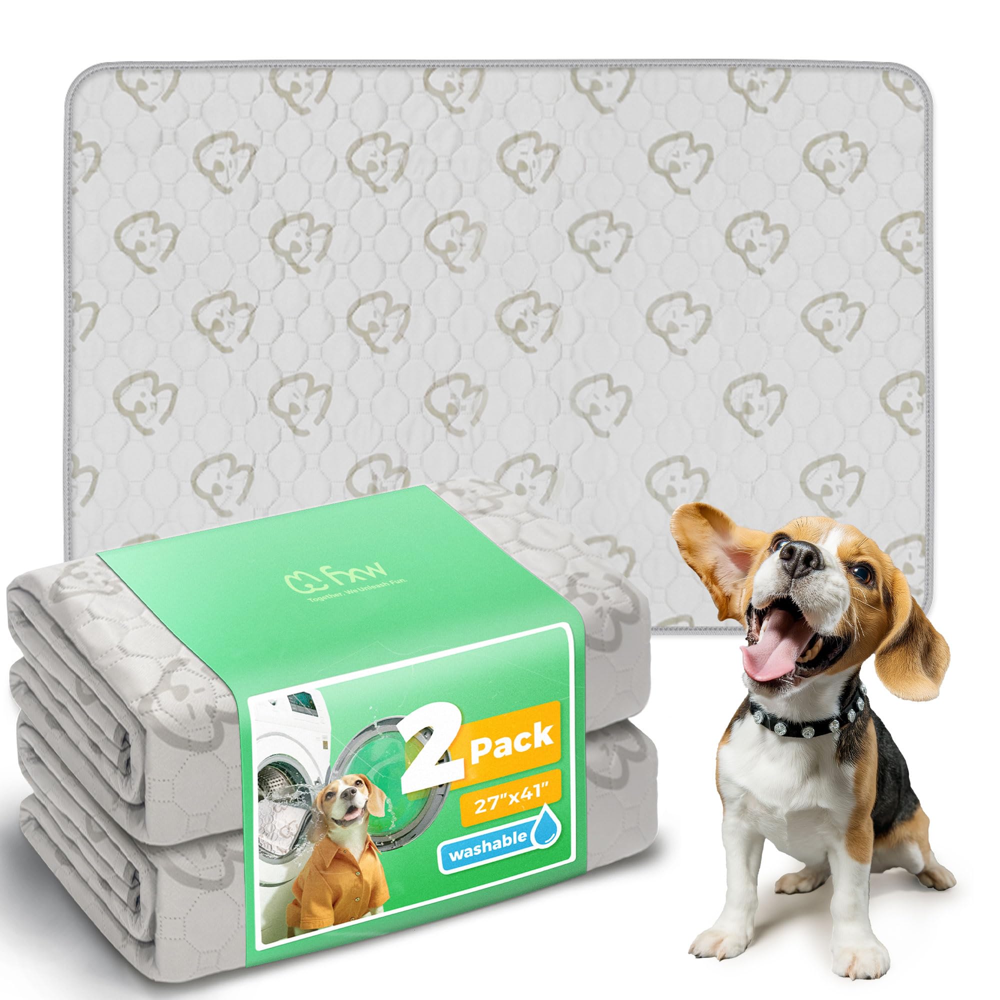 FXW Washable Pee Pads for Dogs, Puppy Pads with Super Absorbent, Specifically Designed for 42inch Cages, 27" x 41", 2 Packs Image