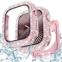 WINGLE 2-in-1 Waterproof Bling Case for Apple Watch