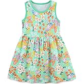 MUJOQE Toddler Girls Sleeveless Dress Cotton Summer Sundress Baby Casual Playwear A-Line Dresses 2-7 Years