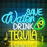 Save Water Drink Tequila Neon Sign Dimmable Tequila Party Led Neon Sign Bar Neon Light up Sign for Home Beer Bar Bedroom Restaurant Man Cave Bistro Club Party Decorations Christmas Birthday Gift