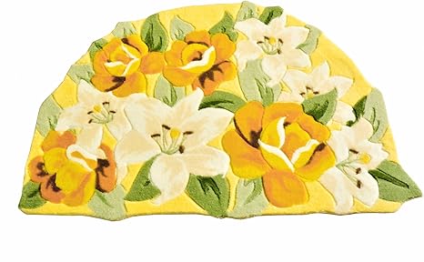Amazon 玄関マット 室内 屋内 北欧 おしゃれ かわいい 花柄 半円 黄色 イエロー 55x85 Cm 玄関マット オンライン通販