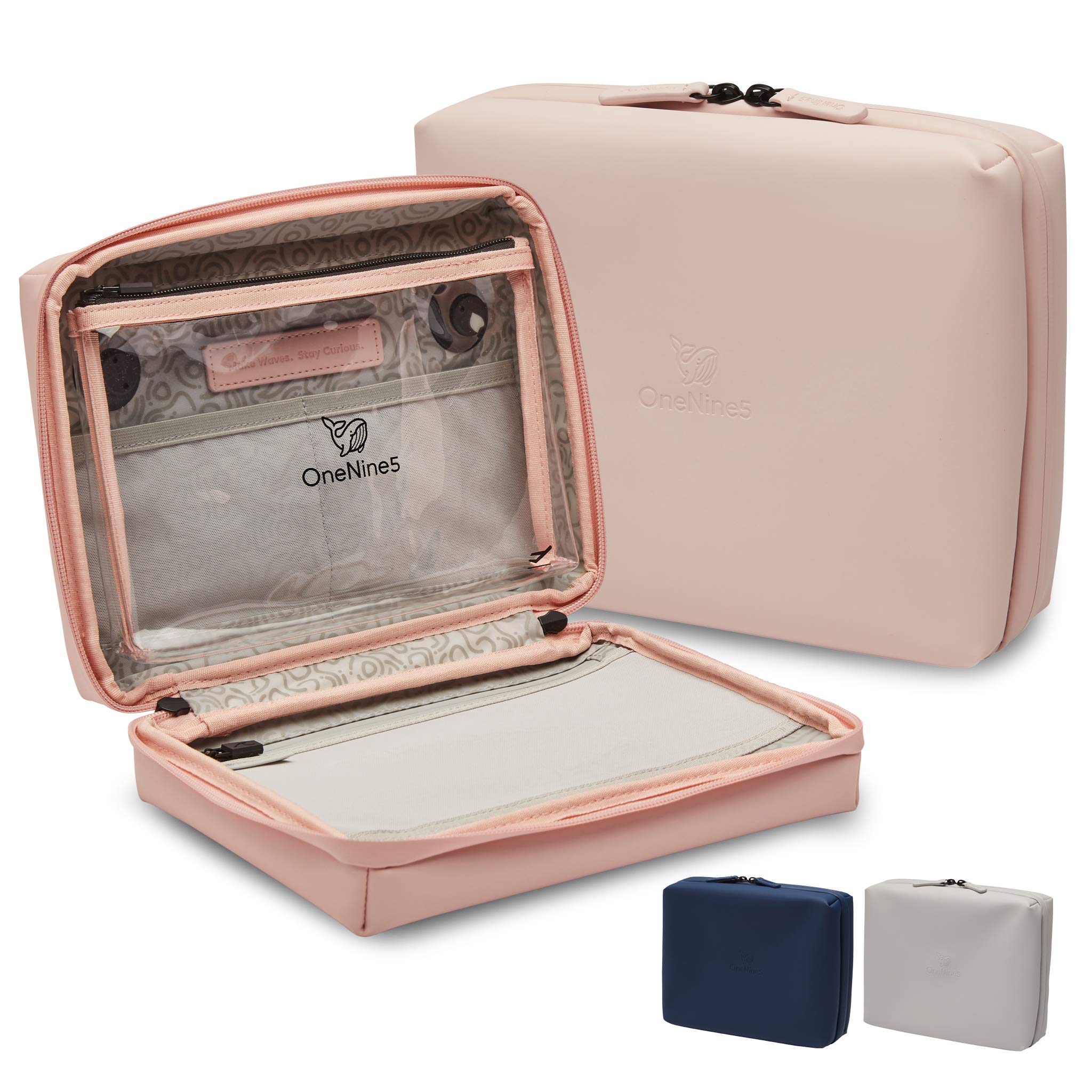 OneNine5 Eco-Friendly Travel Wash Bag (Toiletry Bag) with 100% Recycled Plastic Lining - Komodo Pink