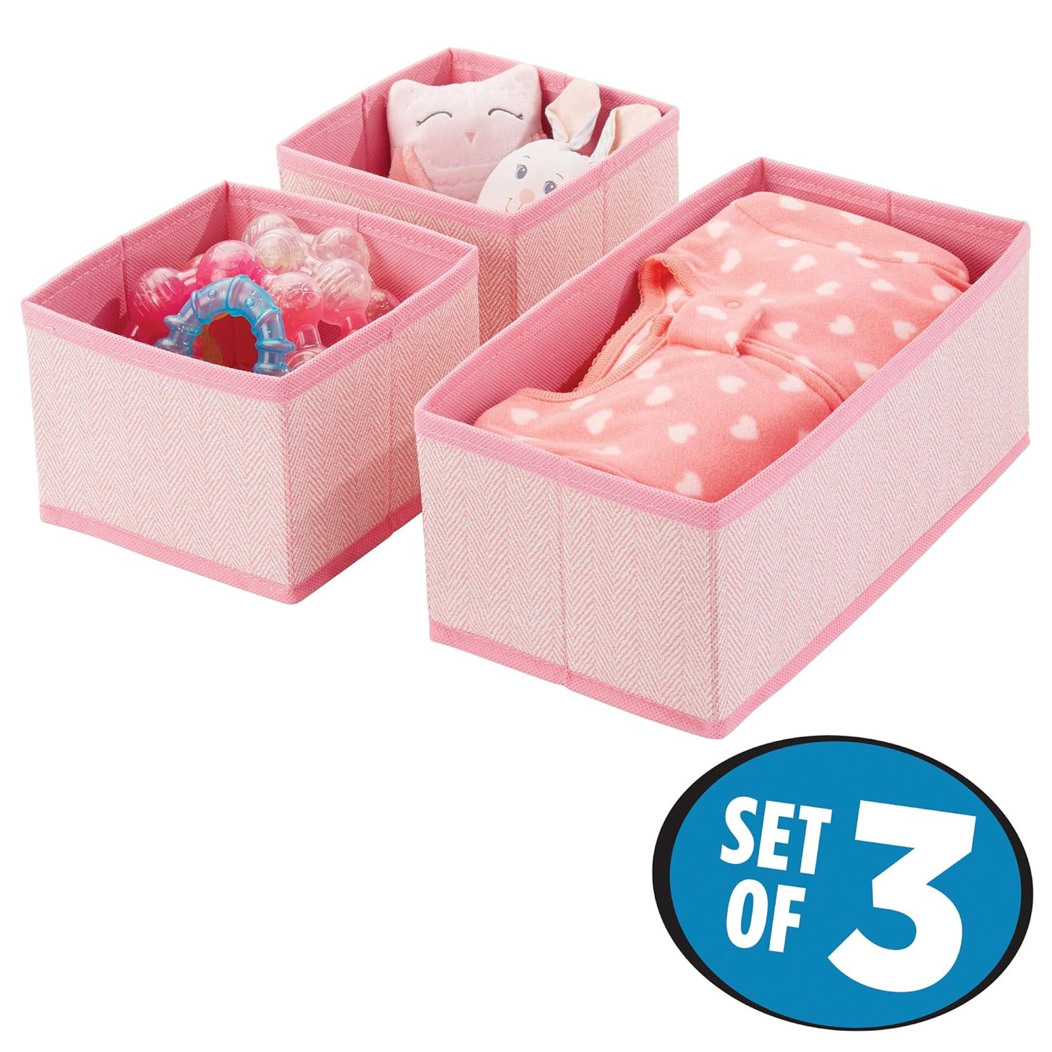 Mdesign Set Of 3 Wardrobe Storage Bins Multipurpose Kid S Bedroom Storage Boxes For Socks Underwear Leggings And More Spacious Clothing Storage