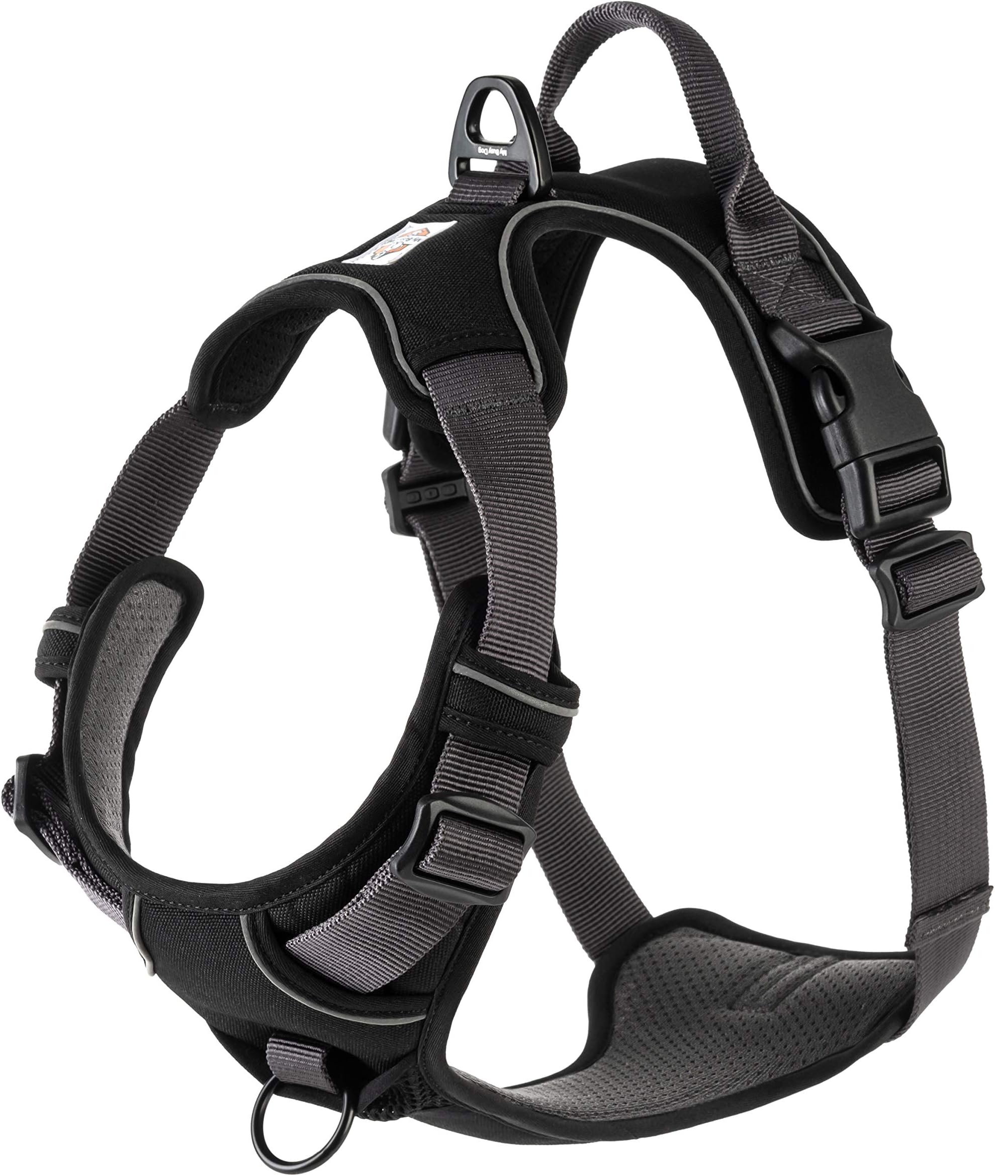 My Busy Dog Harness Vest | No Pull, Easy On/Off, Front/Back Metal Leash Attachments, Handle, Reflective, Secure Fit | Perfect for Small Medium Large Dogs | Size Chart in Pictures (XL, Black)