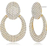 HolidayQbee Heart Hoop Earrings For Women Luxurious Vintage Dangle Drop Earring Rhinestones Earrings Fashion Jewelry