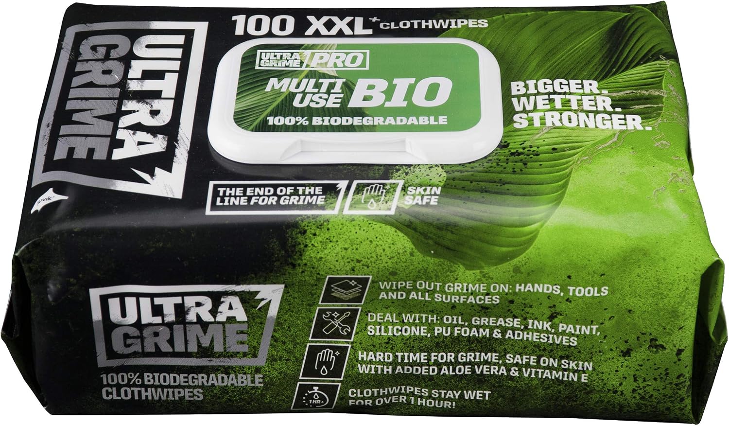 UltraGrime PRO Bio Clothwipes, White, 100 Count, 100 count (Pack of 1)