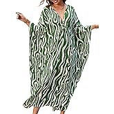 Yanziliu Kaftan Dresses for Women V-Neck Batwing Sleeves Swimsuit Beach Cover Ups Tie Dye Caftan Hawaiian Dress