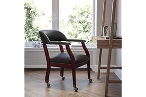 EMMA + OLIVER Black LeatherSoft Conference Chair with Casters