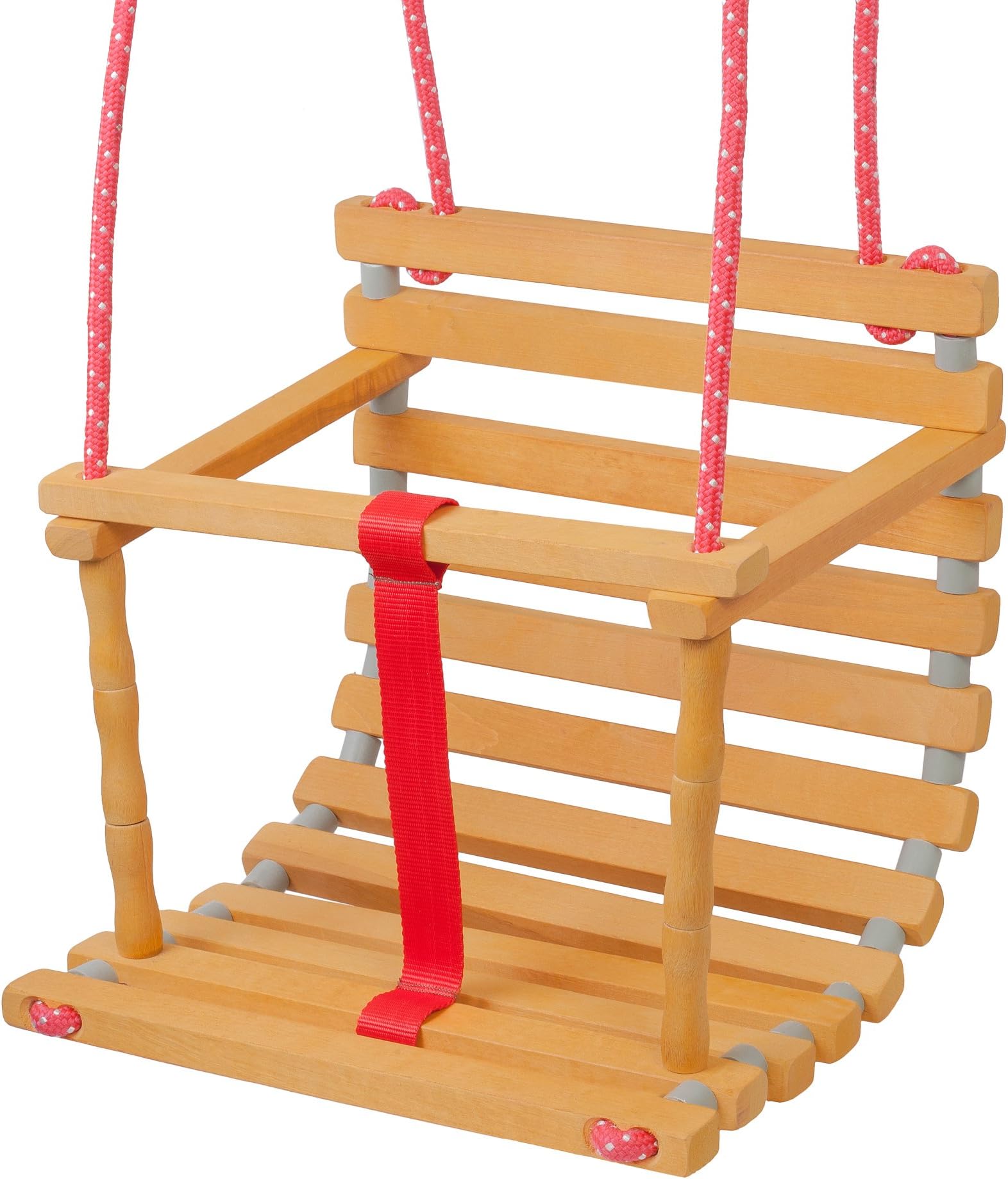 Baby Swing - Toddler Swing - Wooden Swing - Infant Swing - Indoor/Outdoor Swing - Kid Swing - Birthday Gift, Baby Gift, Tree Swing (Red)