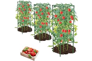 MQHUAYU 3 Pack Tomato Cages,Square Tomato Plant Stakes Support Cages Trellis for Garden Climbing Vegetables Flowers Fruits,Extra Bold