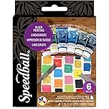 Speedball Water-Soluble Block Printing Ink Starter Set, 6 Bold Colors with Satin Finish, 1.25-Ounce Tubes