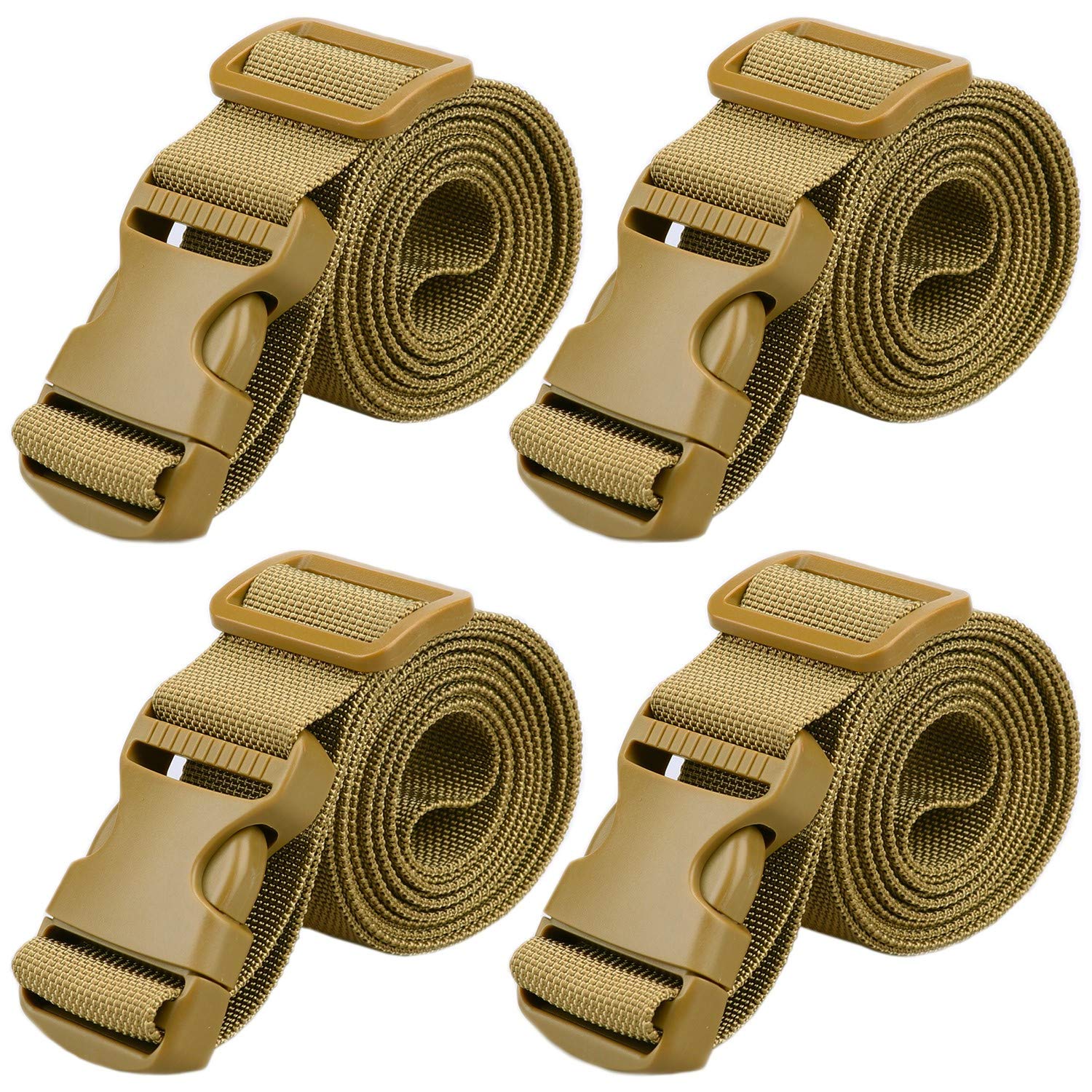 MAGARROW 1.5 Inch Utility Straps with Buckle Adjustable, 4-Pack (Tan, 9.5 feet Long)