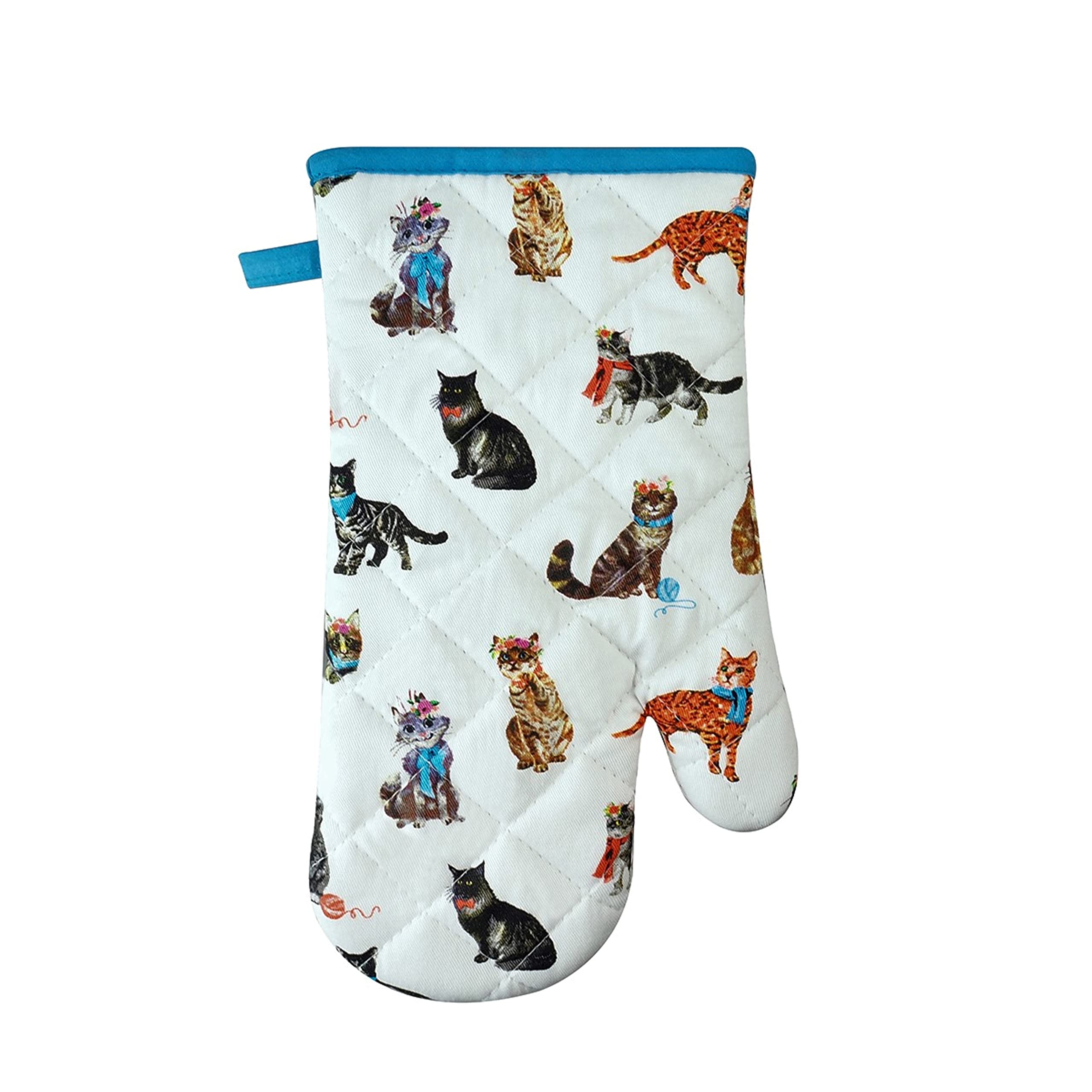 SiXsigma Sports Single Oven Gloves Heat Resistant For Cooking - Quick Dry Oven Mitts Kitchen Gloves For BBQ, Cooking, Grilling & Baking For Women & Men (Pretty Cats Oven Gloves Single)