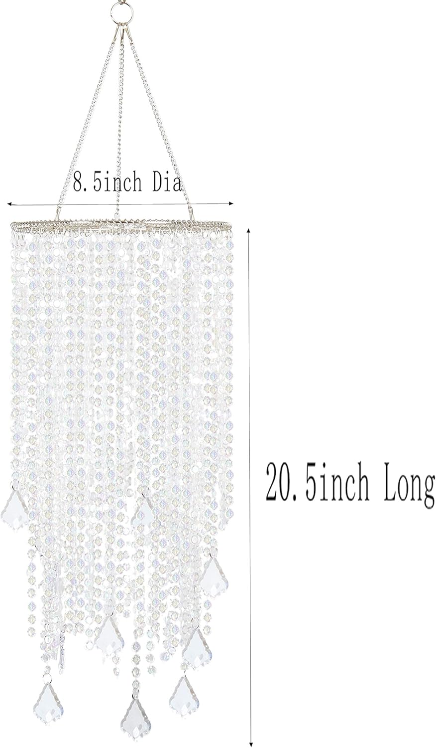 2 Tiers Sparkling Iridescent Acrylic Beaded Hanging Chandelier, W8.5" X H20.5", Great idea for Wedding Chandeliers Centerpieces Decorations and any Event Party Home Decor - - 