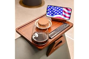 NAVREX 15.3‘ Large Couch Arm Tray Table Clip on Sofa, Armrest Tray Table with 360° Rotating Phone Holder, Bamboo Side Table for Wide Couches Arm, Gift for Mom Dad or Friends