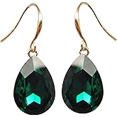 Navachi 18k Gold Plated Water Drop Multicolor Zircon Dangle Drop Earrings