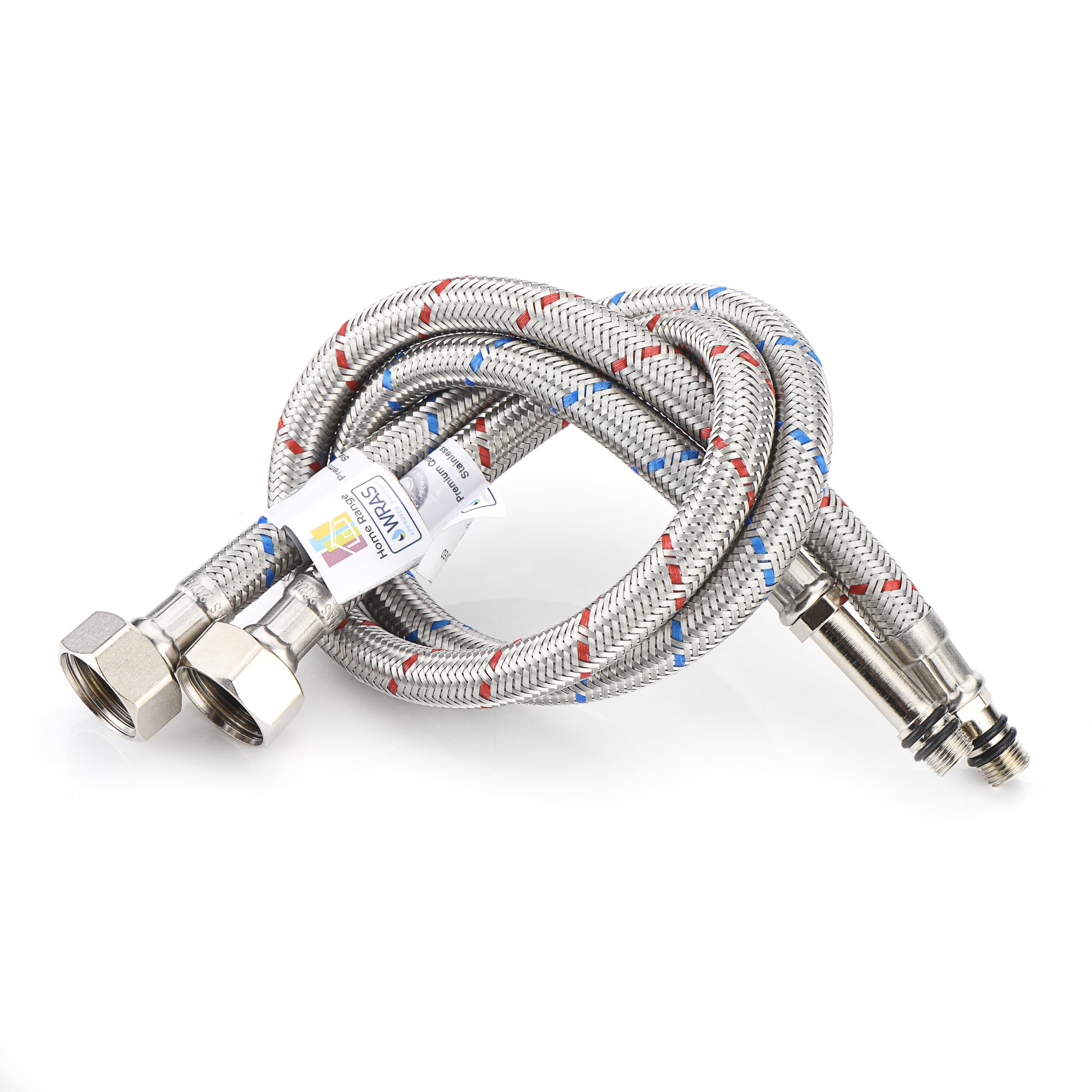 Home Range Flexible Tap Connector Pair M10 x 1/2" BSP | 500mm Braided Stainless Steel Flexi Hose for Monobloc Kitchen & Basin Mixer Taps | WRAS Approved | Pack of 2 | 9 Lengths Available