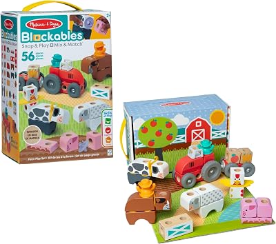 Blockables Set della Fattoria – Set di Costruzioni in Legno con Blocchi Collegabili (56 Pezzi), Gioco Creativo e Educativo, Regalo per Bambini e Bambine, 2+ Anni - Certificati FSC
