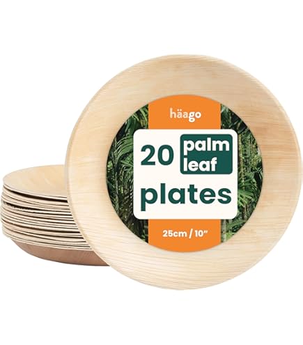 Amazon.com: HAAGO 20 Sets Palm Leaf Plates with Wooden Bamboo