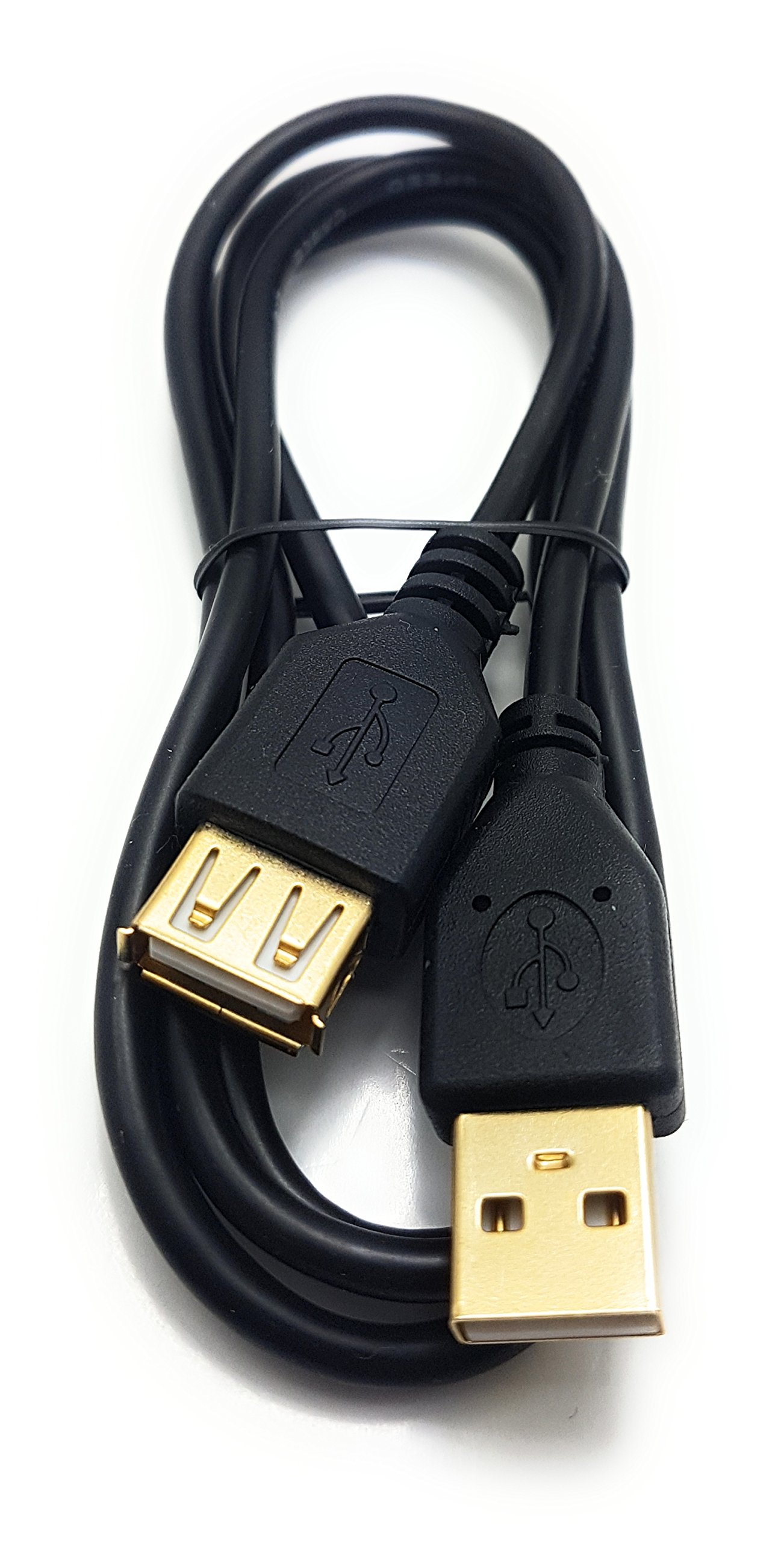 MainCore 1m Long Gold Plated USB 2.0 Male to Female Extension Cable Lead (Available in 0.15m, 0.25m, 0.30m, 0.50m, 1m, 1.2m, 1.8m, 2m, 3m, 5m) (1m)