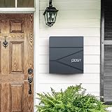 SONGMICS GMB051G02 Wall Mounted Post Box with Newspaper Holder Charcoal Grey view 3