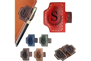 WINSD Custom Bygone Mark Bookmark with Pen Holder Erebloom Personalized Magnetic Leather Bookmarks with Initial Magnetic Leather Pen Holder Bookmark for Reading Women and Men Gifts for Booklovers (Red, S)