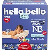 Hello Bello Dr. Seuss Babies Premium Diapers, Size NB, 76 Count: Softness & Protection for Sensitive Skin