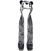 Bioterti Plush Novelty Animal Hat 3 in 1 Beanie With Long Paw Scarf, Mitten Combo
