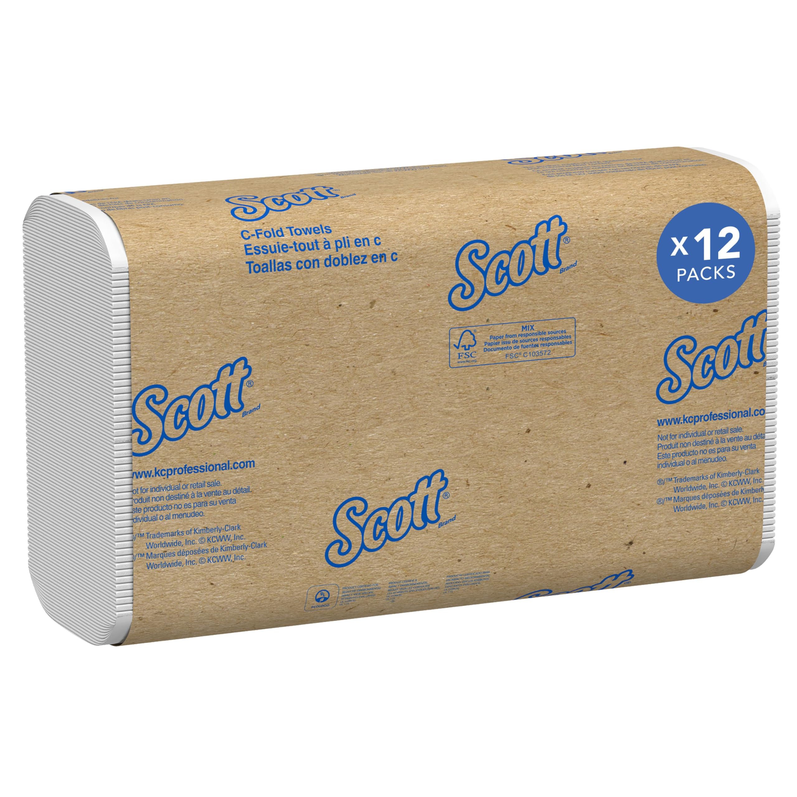 Photo 1 of Scott Professional Essential C-Fold Folded Paper Towels, Bulk (01510), Fast-Drying Absorbency Pockets, 13.15"x10.125" Towel, White (200 Sheets/Pack, 12 Packs/Case, 2,400 Sheet Total)