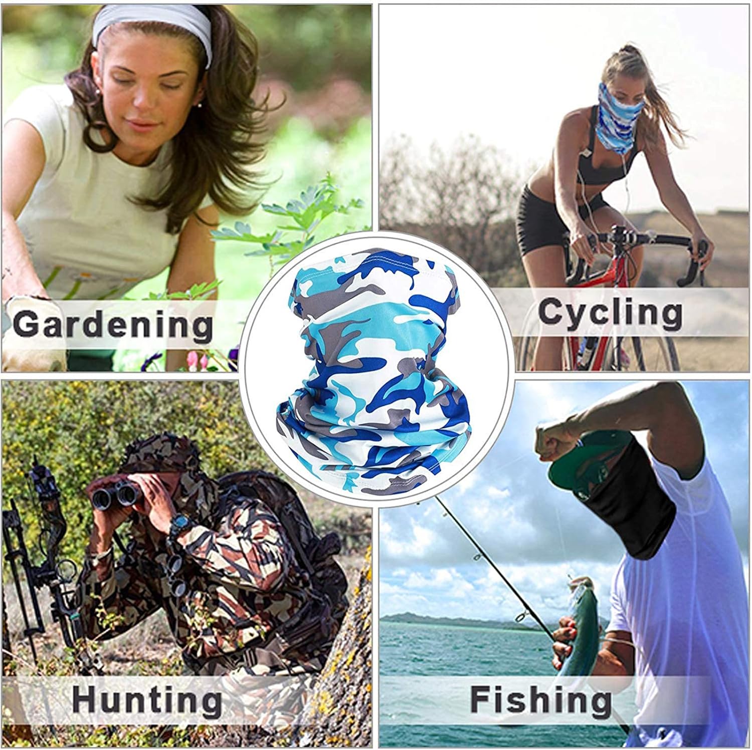 Neck Gaiter Face Mask Dust for Men Women Sun UV Protection Cool Bandana Washable Reusable Face Scarf Fishing Hunting Cycling Sports(5 Pack) : Clothing