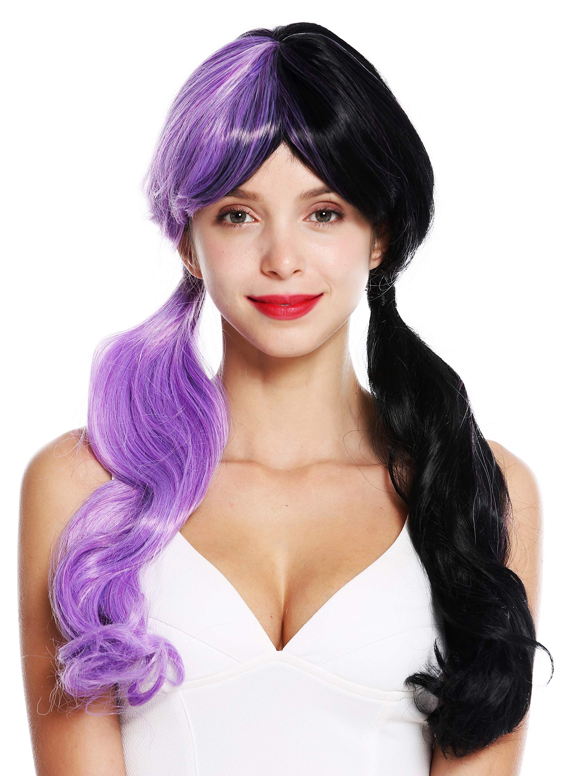 WIG ME UP - GFW3011 women's quality wig Cosplay long braids fringe half purple half black