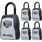 Master Lock Portable Key Lock Box, Combination Lock Box 5-Pack 5400EC5 | Secure Storage Lock Box For Realtors, Landlords, Property Managers, Weather Resistant, Resettable 4-Digit Code Holds 5 Keys