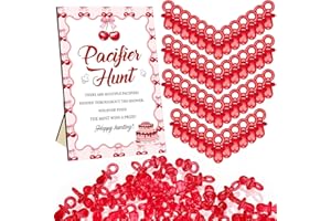 Thyle 51 Pcs She's Our Cherry on Top Baby Shower Games Red Cherry Pacifier Hunt Include Hunt Sign and 50 Acrylic Pacifiers for Christmas Baby Shower Game Decoration Gift Sets Gender Reveal Party Decor