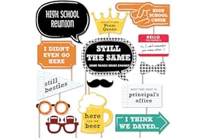Big Dot of Happiness School Reunion Photo Booth Props Kit - 20 Premium Cardstock Party Accessories, Class Memory Picture Props with Sticks