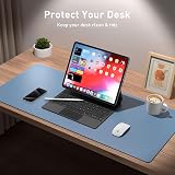 Aothia Leather Desk Pad Protector Denim Blue 60x35cm Non-Slip PU Leather view 6