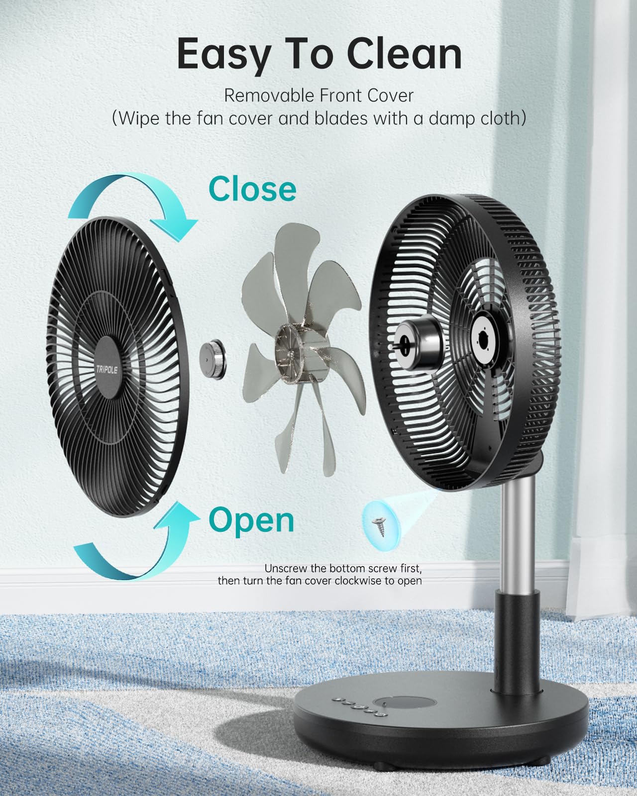 TriPole Foldable Standing Fan 12