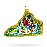 State of Virginia Symbols, USA Blown Glass Christmas Ornament