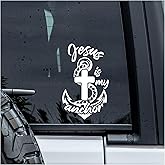 MYMKO Jesus is My Anchor Cross Decal, Jesus Lover Car Window Decals, 6 Inches UV DTF Tranfer Car Stickers, Weatherproof Car Truck Window Bumper Sticker, Bible Car Stickers and Decals for Christians