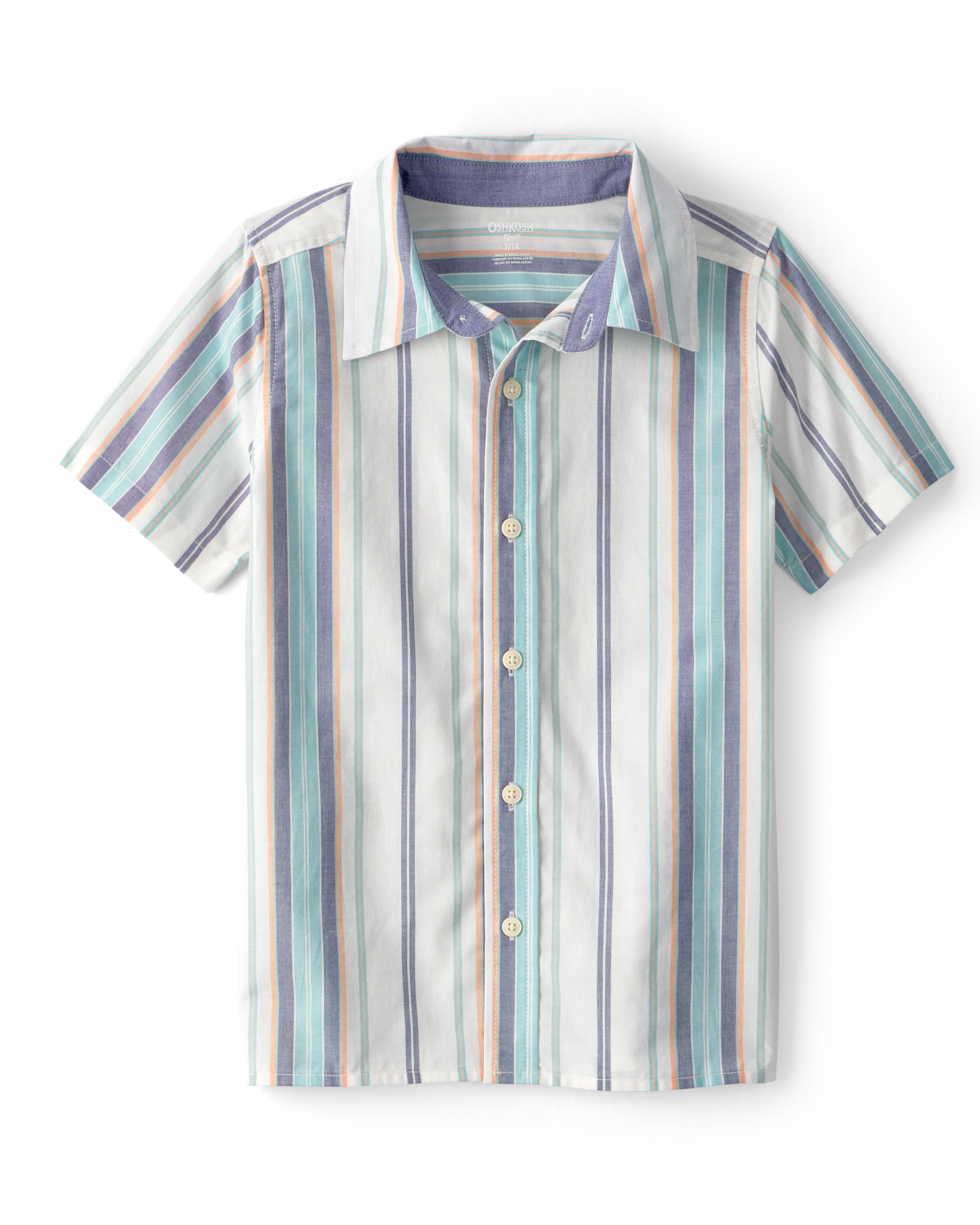 OshKosh B’Gosh Boy Short Sleeve Woven Buttonfront Shirt, Multi, 5