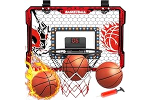 OZMI Over The Door Basketball Hoop Indoor for Kids, Mini Basketball Hoop with Balls Lights丨Sound丨 LED Scoreboard丨2 Modes丨Door Hanging 丨Bedroom Hoops Toys for 3-5 6 7 8 9 10 11 12-14 15 Year Old Boys