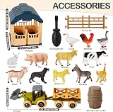 BUYGER Farm Animals Toy Set Truck House Fence for Toddlers 3-5 Years Old Kids view 5