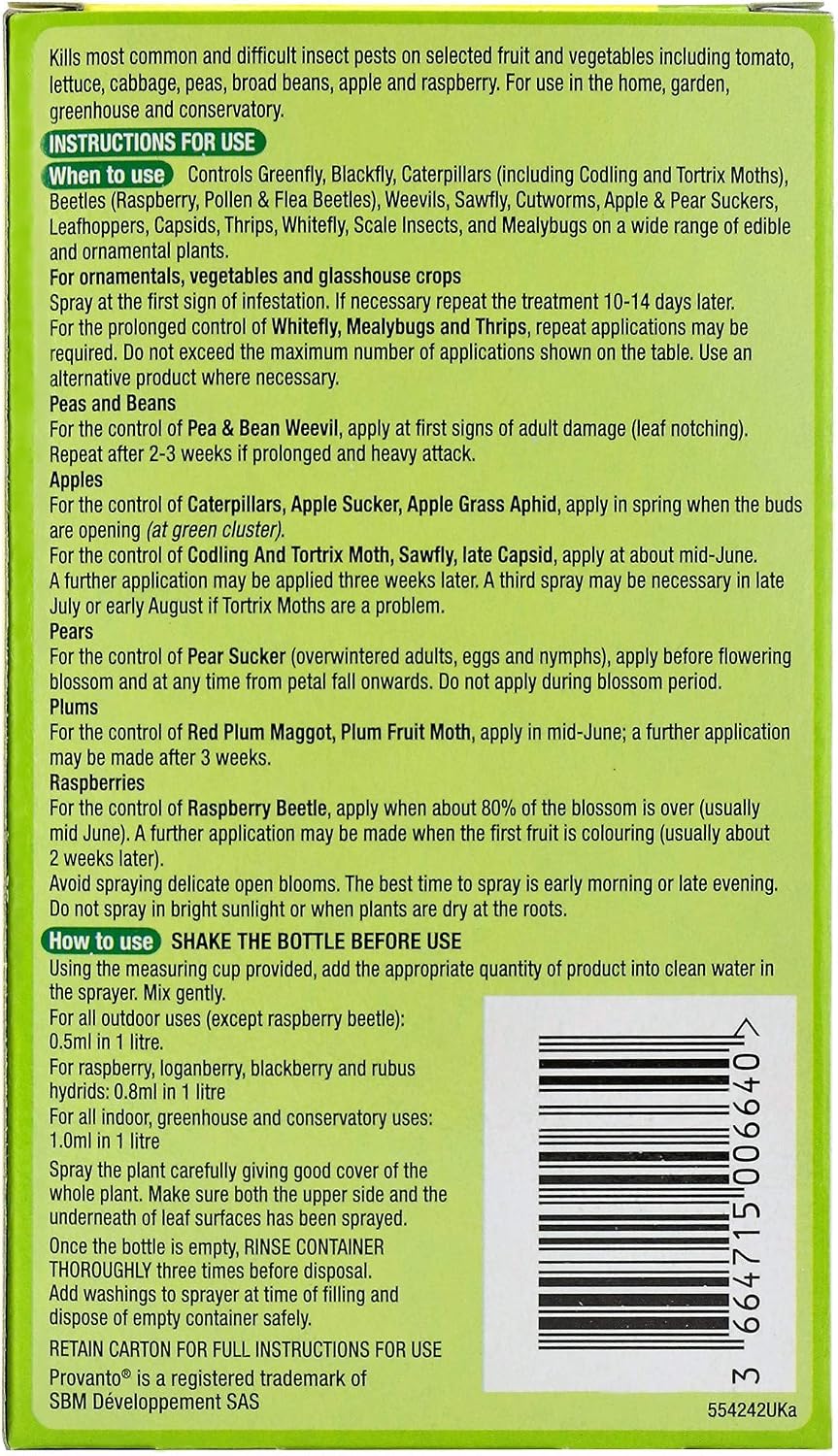 Provanto 86600247 Ultimate Fruit and Vegetable Bug Killer, 30ML, Concentrate & 86600244 Ultimate Bug Killer, Insecticide Protects For up to Two Weeks, 1L, Ready-To-Use - Image 4