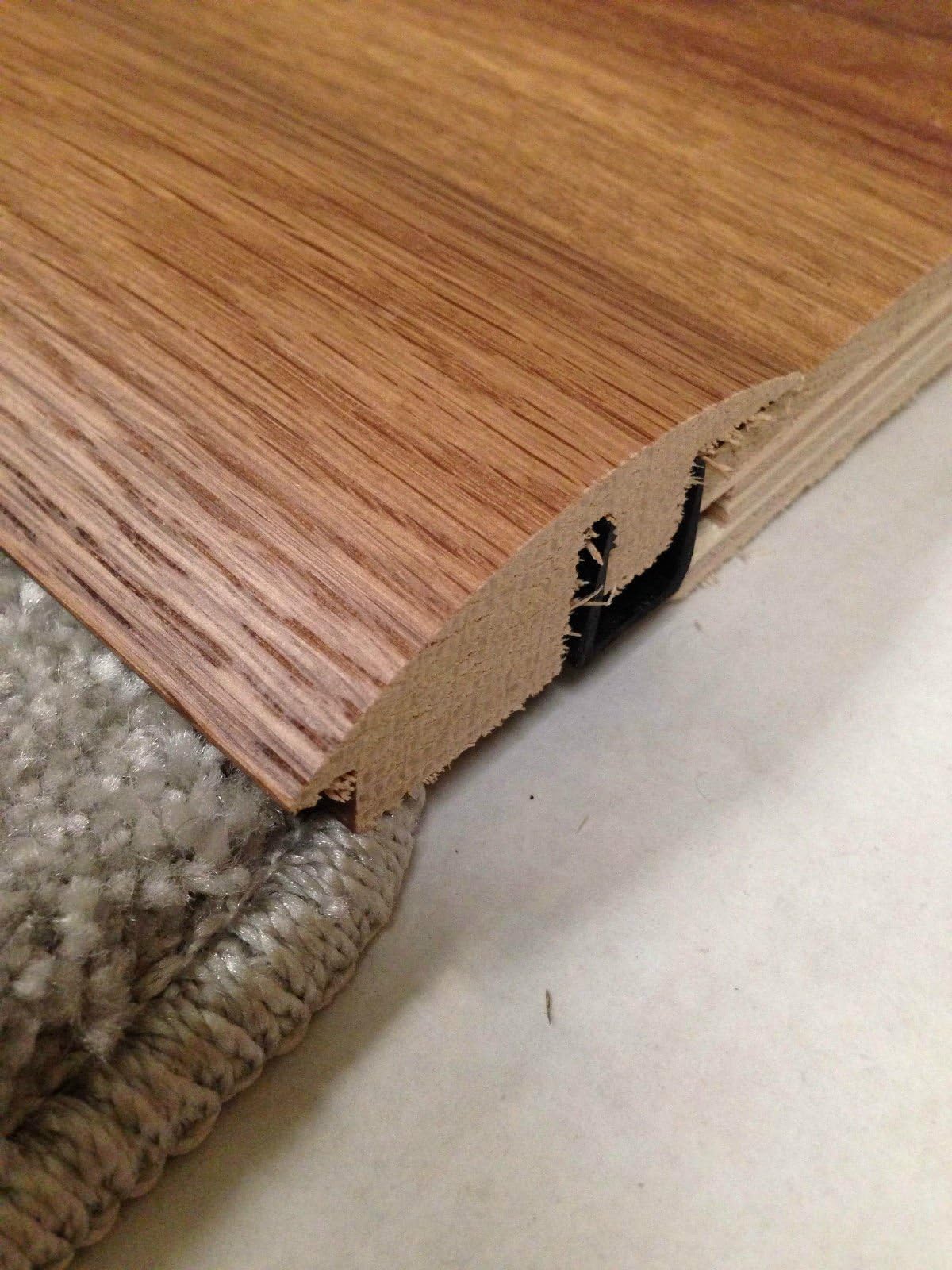 Solid Carpet to Wood Semi Ramp Floor Trims Door Threshold Cover WALNUT STAIN OAK for 14mm to 18mm Floors 0.9m