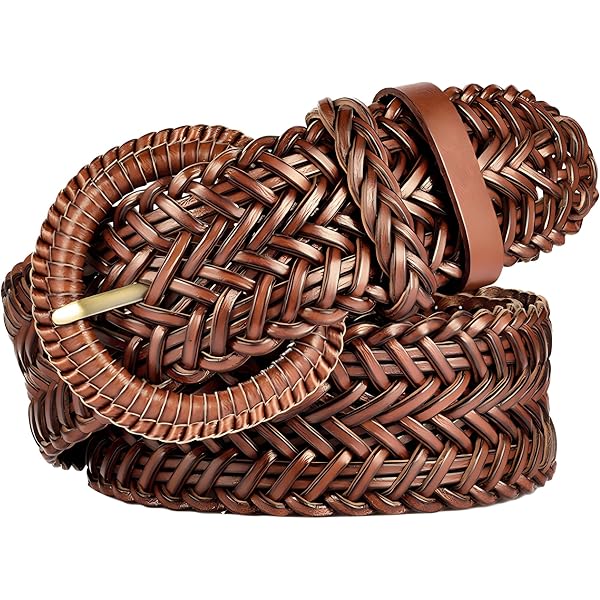 Wide Brown Leather/Rope Elastic Waist Belt sz L/XL Amazon.com: Women main image 4