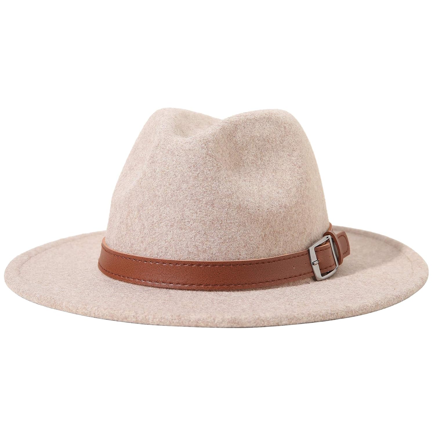 Lanzom Women Lady Felt Fedora Hat Wide Brim Wool Panama Hats with Band