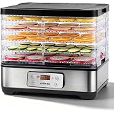 CUSIMAX Food Dehydrator Machine, 5 BPA-Free Trays, 24H Digital Adjustable Timer &amp; Temperature Control up to 158℉, 300W Meat Dehydrator for Jerky, Fruit, Veggies, Herbs &amp; Dog Treats
