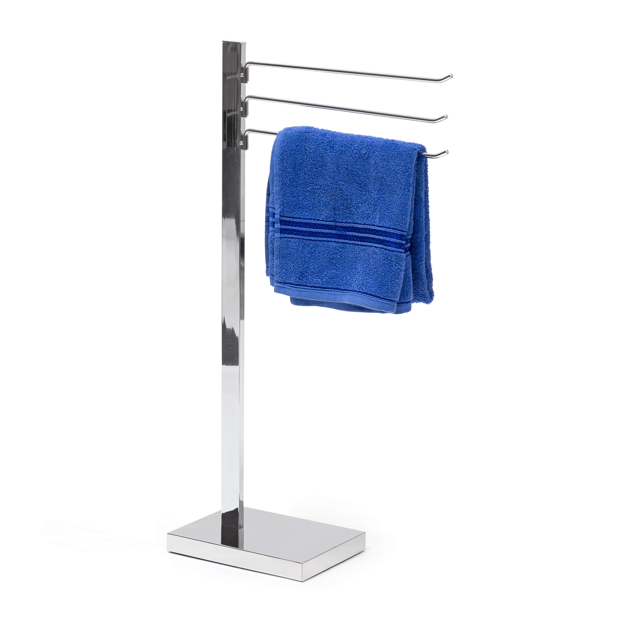 Relaxdays Towel Rack with 3 Towel Rails, H x W x D: approx. 78 x 18 x 25 cm,Chrome-Plated Steel, Silver